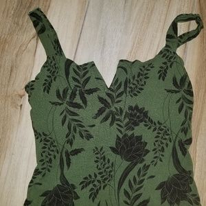 Free people olive green and black floral body suit